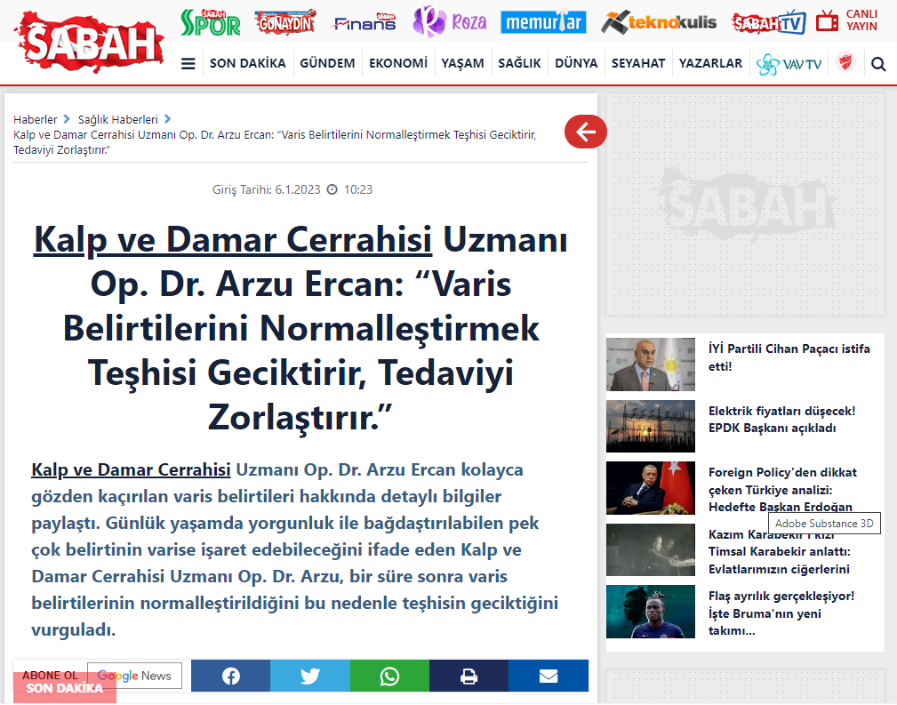 Kalp ve Damar Cerrahisi Uzmanı Op. Dr. Arzu Ercan: “Varis Belirtilerini Normalleştirmek Teşhisi Geciktirir, Tedaviyi Zorlaştırır.”